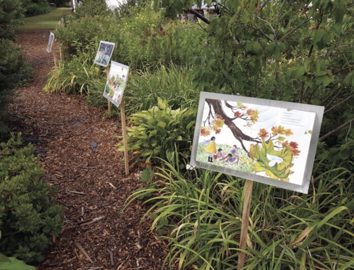 New story walk in the butterfly garden at Minot-Sleeper Library